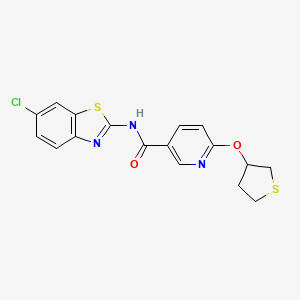 molecular formula C17H14ClN3O2S2 B2394344 N-(6-chlorobenzo[d]thiazol-2-yl)-6-((tetrahydrothiophen-3-yl)oxy)nicotinamide CAS No. 2034394-47-1