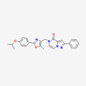 molecular formula C26H24N4O3 B2394345 5-((2-(4-异丙氧苯基)-5-甲基恶唑-4-基)甲基)-2-苯基吡唑并[1,5-a]哒嗪-4(5H)-酮 CAS No. 1358793-83-5