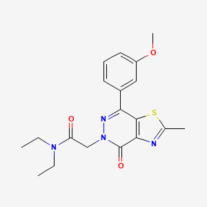 molecular formula C19H22N4O3S B2394350 N,N-二乙基-2-(7-(3-甲氧基苯基)-2-甲基-4-氧代噻唑并[4,5-d]嘧啶-5(4H)-基)乙酰胺 CAS No. 941880-32-6