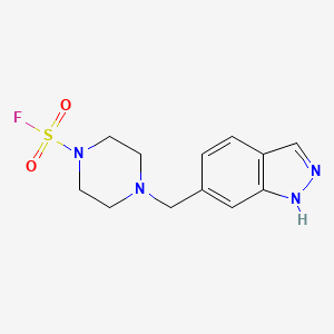 molecular formula C12H15FN4O2S B2394370 4-(1H-Indazol-6-ylmethyl)piperazine-1-sulfonyl fluoride CAS No. 2361824-21-5