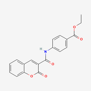 molecular formula C19H15NO5 B2394375 ethyl 4-(2-oxo-2H-chromene-3-carboxamido)benzoate CAS No. 111947-24-1