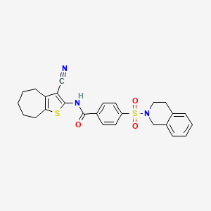N-(3-cyano-5,6,7,8-tetrahydro-4H-cyclohepta[b]thiophen-2-yl)-4-((3,4-dihydroisoquinolin-2(1H)-yl)sulfonyl)benzamide