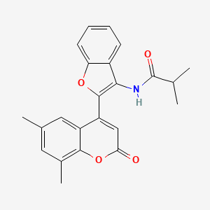 molecular formula C23H21NO4 B2394384 N-[2-(6,8-dimethyl-2-oxochromen-4-yl)-1-benzofuran-3-yl]-2-methylpropanamide CAS No. 904510-81-2