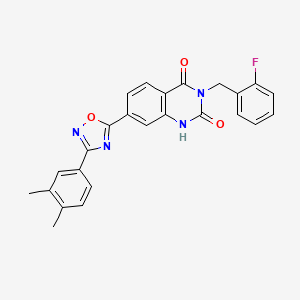 molecular formula C25H19FN4O3 B2394385 7-(3-(3,4-dimethylphenyl)-1,2,4-oxadiazol-5-yl)-3-(2-fluorobenzyl)quinazoline-2,4(1H,3H)-dione CAS No. 1207039-24-4