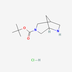 molecular formula C11H21ClN2O2 B2394389 Tert-butyl 3,6-diazabicyclo[3.2.1]octane-3-carboxylate;hydrochloride CAS No. 2408974-33-2