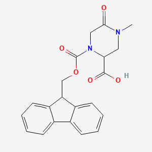 molecular formula C21H20N2O5 B2394404 1-{[(9H-fluoren-9-yl)methoxy]carbonyl}-4-methyl-5-oxopiperazine-2-carboxylic acid CAS No. 2137470-37-0