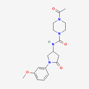molecular formula C18H24N4O4 B2394407 4-acetyl-N-(1-(3-methoxyphenyl)-5-oxopyrrolidin-3-yl)piperazine-1-carboxamide CAS No. 894024-13-6