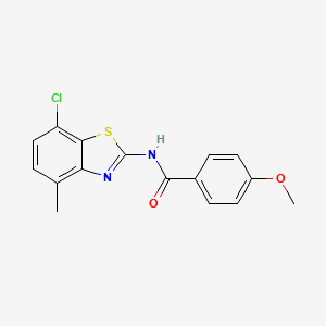 molecular formula C16H13ClN2O2S B2394422 N-(7-氯-4-甲基-1,3-苯并噻唑-2-基)-4-甲氧基苯甲酰胺 CAS No. 897617-95-7