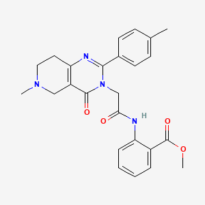 molecular formula C25H26N4O4 B2394427 methyl 2-(2-(6-methyl-4-oxo-2-(p-tolyl)-5,6,7,8-tetrahydropyrido[4,3-d]pyrimidin-3(4H)-yl)acetamido)benzoate CAS No. 1286696-63-6