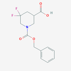 molecular formula C14H15F2NO4 B2394446 1-[(Benzyloxy)carbonyl]-5,5-difluoropiperidine-3-carboxylic acid CAS No. 1356338-81-2