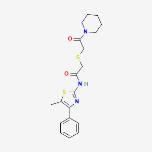 molecular formula C19H23N3O2S2 B2394448 N-(5-methyl-4-phenylthiazol-2-yl)-2-((2-oxo-2-(piperidin-1-yl)ethyl)thio)acetamide CAS No. 681225-15-0
