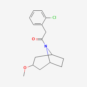 molecular formula C16H20ClNO2 B2394459 2-(2-chlorophenyl)-1-((1R,5S)-3-methoxy-8-azabicyclo[3.2.1]octan-8-yl)ethanone CAS No. 2176070-19-0