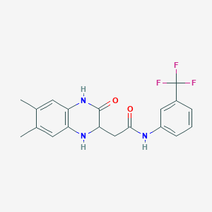 molecular formula C19H18F3N3O2 B2394497 2-(6,7-二甲基-3-氧代-1,2,3,4-四氢喹喔啉-2-基)-N-(3-(三氟甲基)苯基)乙酰胺 CAS No. 342615-86-5