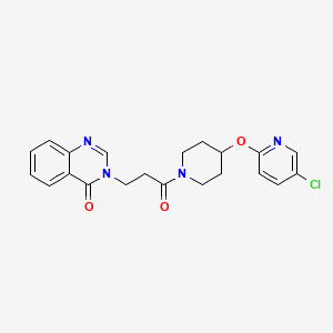 molecular formula C21H21ClN4O3 B2394500 3-(3-(4-((5-クロロピリジン-2-イル)オキシ)ピペリジン-1-イル)-3-オキソプロピル)キナゾリン-4(3H)-オン CAS No. 1448078-57-6