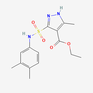 molecular formula C15H19N3O4S B2394502 ethyl 5-(N-(3,4-dimethylphenyl)sulfamoyl)-3-methyl-1H-pyrazole-4-carboxylate CAS No. 1319152-08-3