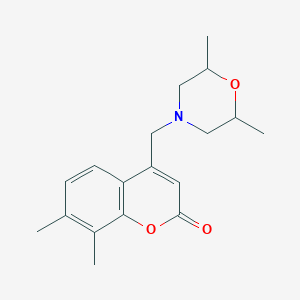 molecular formula C18H23NO3 B2394506 4-[(2,6-二甲基吗啉-4-基)甲基]-7,8-二甲基香豆素-2-酮 CAS No. 775317-50-5