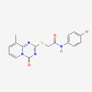 molecular formula C16H13BrN4O2S B2394519 N-(4-bromophenyl)-2-(9-methyl-4-oxopyrido[1,2-a][1,3,5]triazin-2-yl)sulfanylacetamide CAS No. 896347-10-7