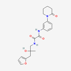 molecular formula C21H25N3O5 B2394522 N1-(3-(呋喃-2-基)-2-羟基-2-甲基丙基)-N2-(3-(2-氧代哌啶-1-基)苯基)草酰胺 CAS No. 1795484-00-2