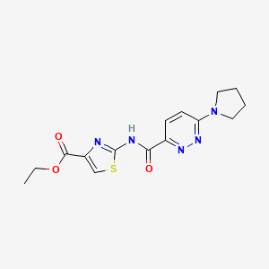 molecular formula C15H17N5O3S B2394531 2-(6-(吡咯烷-1-基)哒嗪-3-甲酰胺)噻唑-4-羧酸乙酯 CAS No. 1396872-23-3