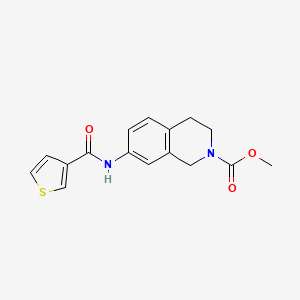 molecular formula C16H16N2O3S B2394536 7-(噻吩-3-甲酰胺)-3,4-二氢异喹啉-2(1H)-甲酸甲酯 CAS No. 1448067-11-5