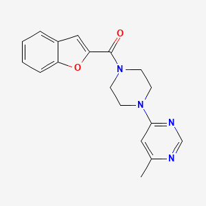 molecular formula C18H18N4O2 B2394542 Benzofuran-2-yl(4-(6-methylpyrimidin-4-yl)piperazin-1-yl)methanone CAS No. 1396844-52-2