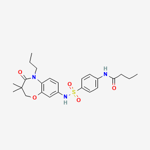 molecular formula C24H31N3O5S B2394544 N-(4-(N-(3,3-dimethyl-4-oxo-5-propyl-2,3,4,5-tetrahydrobenzo[b][1,4]oxazepin-8-yl)sulfamoyl)phenyl)butyramide CAS No. 921992-62-3