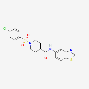 molecular formula C20H20ClN3O3S2 B2394560 1-((4-chlorophenyl)sulfonyl)-N-(2-methylbenzo[d]thiazol-5-yl)piperidine-4-carboxamide CAS No. 941918-93-0