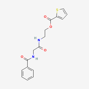 molecular formula C16H16N2O4S B2394573 2-{[2-(Benzoylamino)acetyl]amino}ethyl 2-thiophenecarboxylate CAS No. 320420-25-5