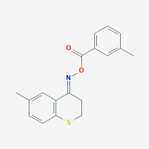 molecular formula C18H17NO2S B2394579 6-Methyl-4-{[(3-methylbenzoyl)oxy]imino}thiochromane CAS No. 383145-50-4