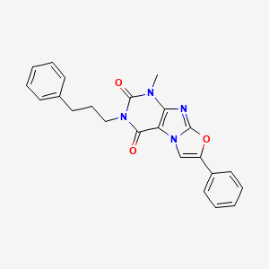 molecular formula C23H20N4O3 B2394585 1-methyl-7-phenyl-3-(3-phenylpropyl)oxazolo[2,3-f]purine-2,4(1H,3H)-dione CAS No. 899752-00-2