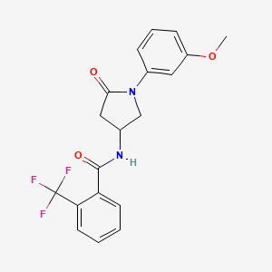 molecular formula C19H17F3N2O3 B2394587 N-(1-(3-methoxyphenyl)-5-oxopyrrolidin-3-yl)-2-(trifluoromethyl)benzamide CAS No. 905682-38-4