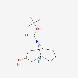 molecular formula C13H23NO3 B2394612 9-Azabicyclo[3.3.1]nonane-9-carboxylic acid, 3-hydroxy-, 1,1-dimethylethyl esteR, (3-exo)- CAS No. 934233-73-5