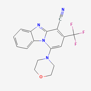 molecular formula C17H13F3N4O B2394614 1-Morpholin-4-yl-3-(trifluoromethyl)pyrido[1,2-a]benzimidazole-4-carbonitrile CAS No. 612523-27-0