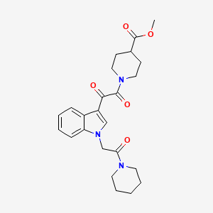 methyl 1-(2-oxo-2-(1-(2-oxo-2-(piperidin-1-yl)ethyl)-1H-indol-3-yl)acetyl)piperidine-4-carboxylate