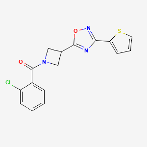 molecular formula C16H12ClN3O2S B2394622 (2-Chlorophenyl)(3-(3-(thiophen-2-yl)-1,2,4-oxadiazol-5-yl)azetidin-1-yl)methanone CAS No. 1324679-75-5