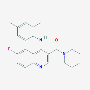 molecular formula C23H24FN3O B2394626 (4-((2,4-Dimethylphenyl)amino)-6-fluoroquinolin-3-yl)(piperidin-1-yl)methanone CAS No. 1358054-75-7