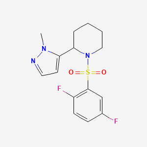 molecular formula C15H17F2N3O2S B2394660 1-(2,5-Difluorophenyl)sulfonyl-2-(2-methylpyrazol-3-yl)piperidine CAS No. 2319851-70-0