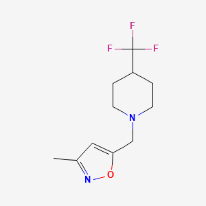 molecular formula C11H15F3N2O B2394661 1-[(3-Methyl-1,2-oxazol-5-yl)methyl]-4-(trifluoromethyl)piperidine CAS No. 2097888-57-6