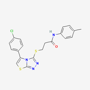 molecular formula C20H17ClN4OS2 B2394670 3-((5-(4-chlorophenyl)thiazolo[2,3-c][1,2,4]triazol-3-yl)thio)-N-(p-tolyl)propanamide CAS No. 671200-07-0