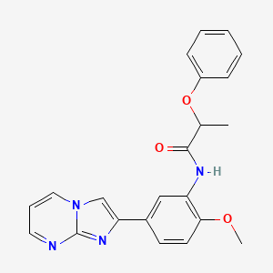 molecular formula C22H20N4O3 B2394673 N-(5-(imidazo[1,2-a]pyrimidin-2-yl)-2-methoxyphenyl)-2-phenoxypropanamide CAS No. 862810-96-6