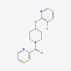molecular formula C16H16BrN3O2 B2394674 (4-((3-Bromopyridin-2-yl)oxy)piperidin-1-yl)(pyridin-2-yl)methanone CAS No. 1448126-24-6
