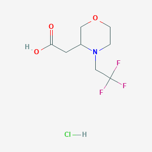 molecular formula C8H13ClF3NO3 B2394685 2-(4-(2,2,2-Trifluoroethyl)morpholin-3-yl)acetic acid hydrochloride CAS No. 2228156-49-6