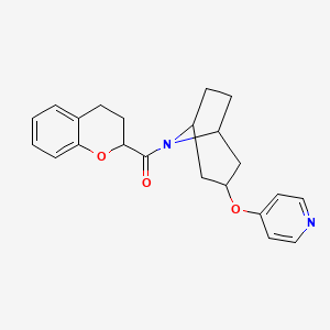 molecular formula C22H24N2O3 B2394686 chroman-2-yl((1R,5S)-3-(pyridin-4-yloxy)-8-azabicyclo[3.2.1]octan-8-yl)methanone CAS No. 2109581-43-1
