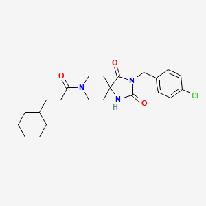 molecular formula C23H30ClN3O3 B2394688 3-(4-Chlorobenzyl)-8-(3-cyclohexylpropanoyl)-1,3,8-triazaspiro[4.5]decane-2,4-dione CAS No. 1021100-88-8