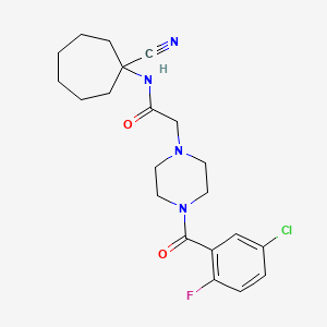 molecular formula C21H26ClFN4O2 B2394691 2-[4-(5-chloro-2-fluorobenzoyl)piperazin-1-yl]-N-(1-cyanocycloheptyl)acetamide CAS No. 1211820-92-6