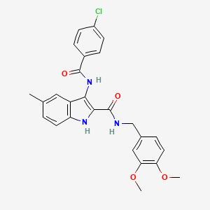 molecular formula C26H24ClN3O4 B2394695 4-[(5-乙基-1,2,4-噁二唑-3-基)甲基]-6-[(2-甲基-2,3-二氢-1H-吲哚-1-基)磺酰基]-2H-1,4-苯并噁唑-3(4H)-酮 CAS No. 1029764-73-5