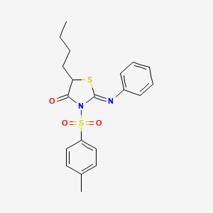 molecular formula C20H22N2O3S2 B2394698 5-Butyl-2-(phenylimino)-3-tosylthiazolidin-4-one CAS No. 315238-28-9