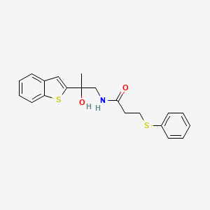 molecular formula C20H21NO2S2 B2394707 N-(2-(benzo[b]thiophen-2-yl)-2-hydroxypropyl)-3-(phenylthio)propanamide CAS No. 2034547-56-1