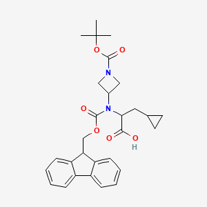 molecular formula C29H34N2O6 B2394719 3-Cyclopropyl-2-[9H-fluoren-9-ylmethoxycarbonyl-[1-[(2-methylpropan-2-yl)oxycarbonyl]azetidin-3-yl]amino]propanoic acid CAS No. 2137442-57-8