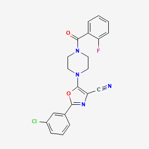 molecular formula C21H16ClFN4O2 B2394720 2-(3-Chlorophenyl)-5-(4-(2-fluorobenzoyl)piperazin-1-yl)oxazole-4-carbonitrile CAS No. 903193-98-6